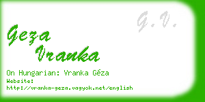 geza vranka business card